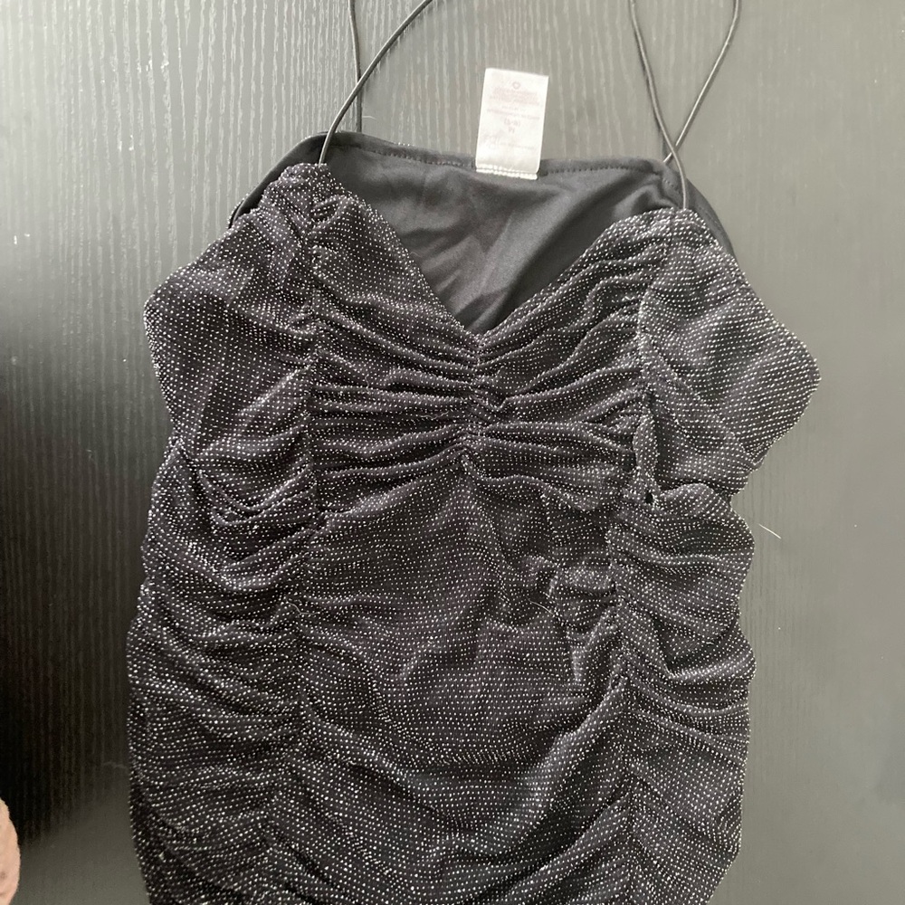 Black Ruched Dress with Spaghetti Straps